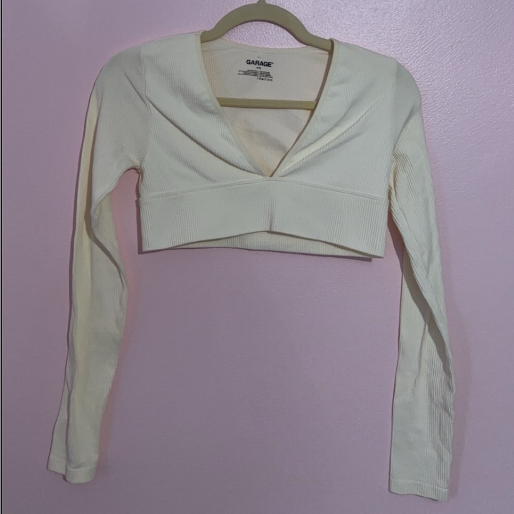 NWOT Garage Cropped, Deep V-Neck Long Sleeve Shirt - Picture 3 of 8